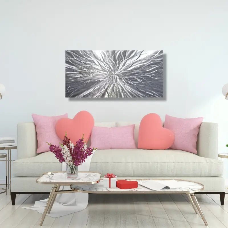 Metallic Wall Art Titled "Radiation" (Silver Edition) - Modern Elements Metal Art - MY83JJS0