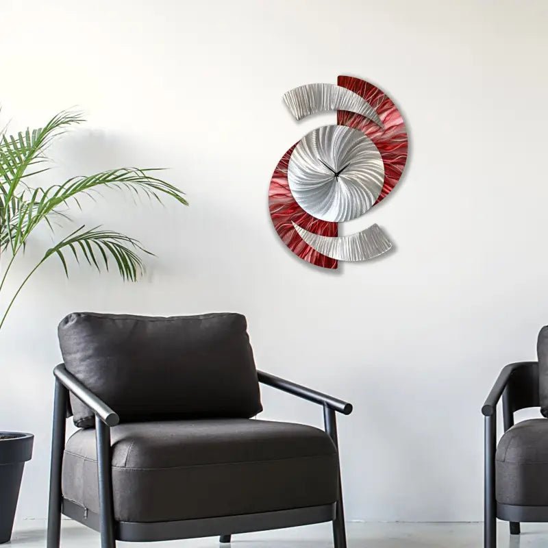 Modern Art Clock Titled "Elliptical" - Modern Elements Metal Art - 39874982394879