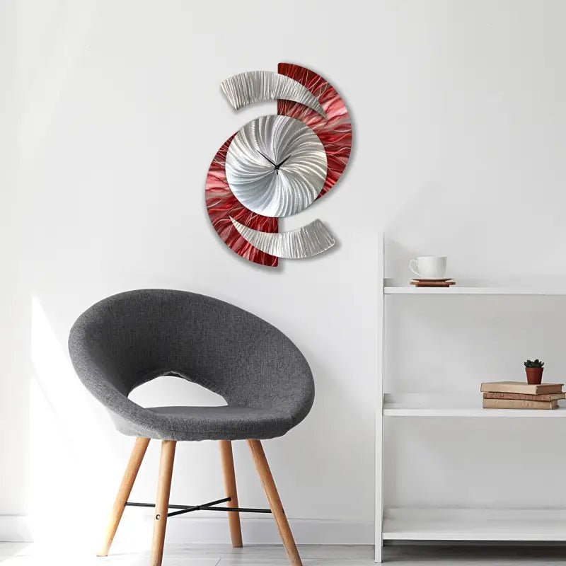Modern Art Clock Titled "Elliptical" - Modern Elements Metal Art - 39874982394879