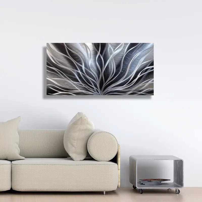 Modern Black Wall Art Titled InBloom - Modern Elements Metal Art - MA376377K