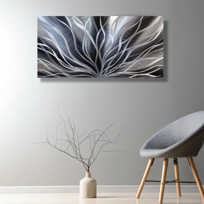 Modern Black Wall Art Titled InBloom - Modern Elements Metal Art - MA376377K