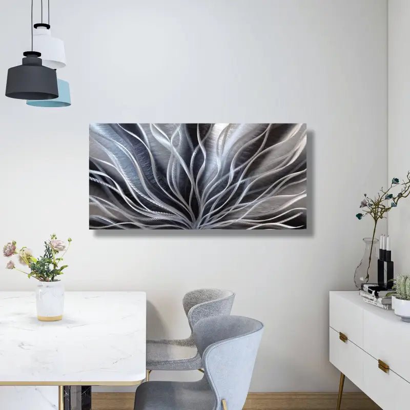 Modern Black Wall Art Titled InBloom - Modern Elements Metal Art - MA376377K