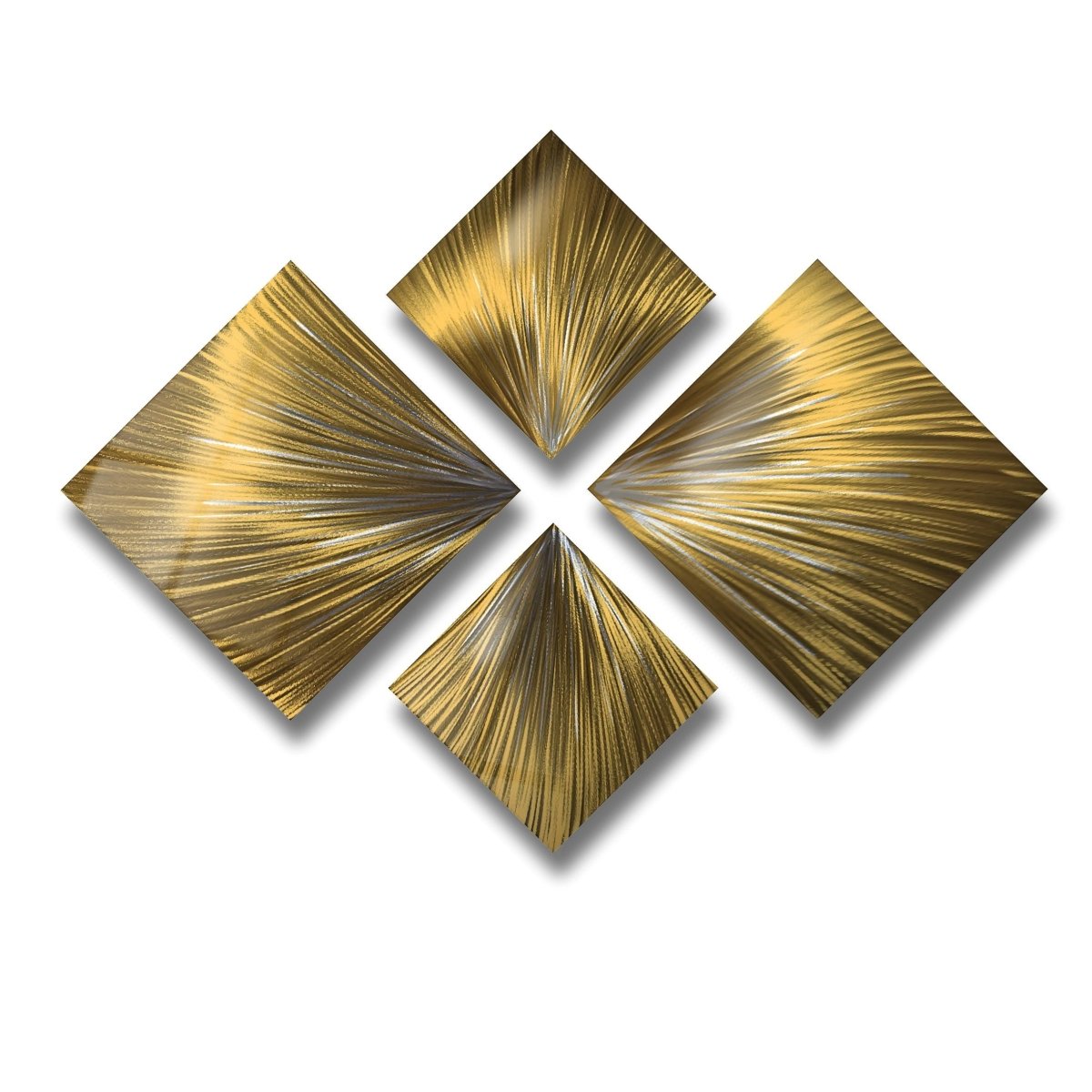 Modern Gold Metal Wall Art Set – Contemporary 4 - Piece Sculpture for Stylish Home Decor - Modern Elements Metal Art - ME7263992