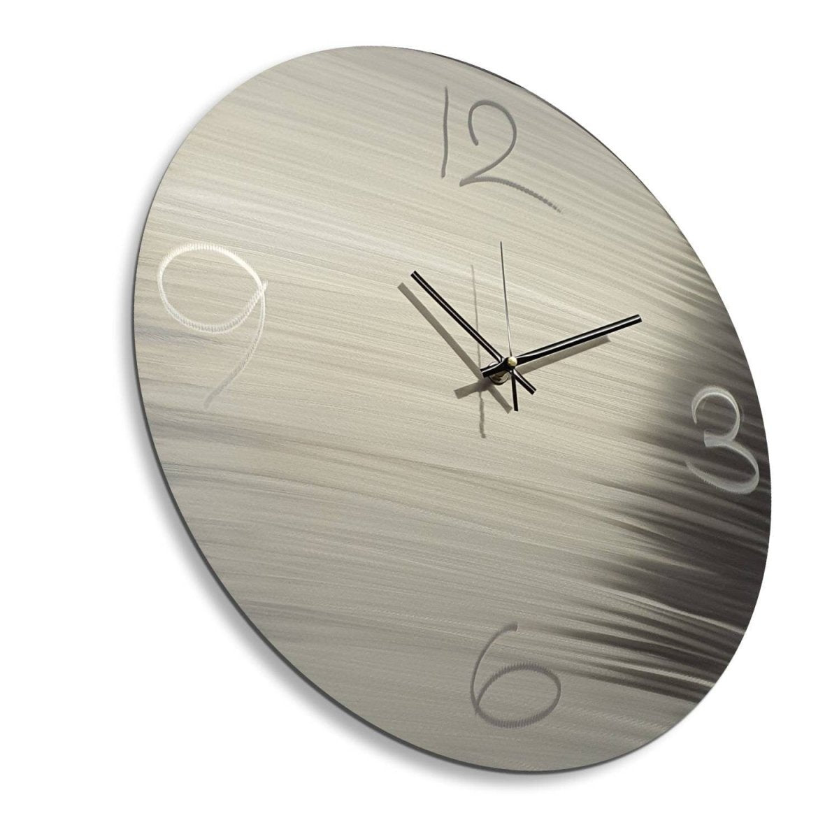 Modern Large Metal Wall Clock – Minimalist Silver Wall Art & Unique Home Decor Gift - Modern Elements Metal Art - ME64U68H