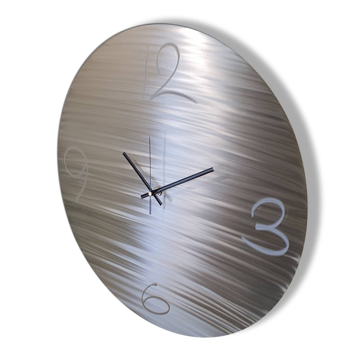 Modern Large Metal Wall Clock – Minimalist Silver Wall Art & Unique Home Decor Gift - Modern Elements Metal Art - ME64U68H
