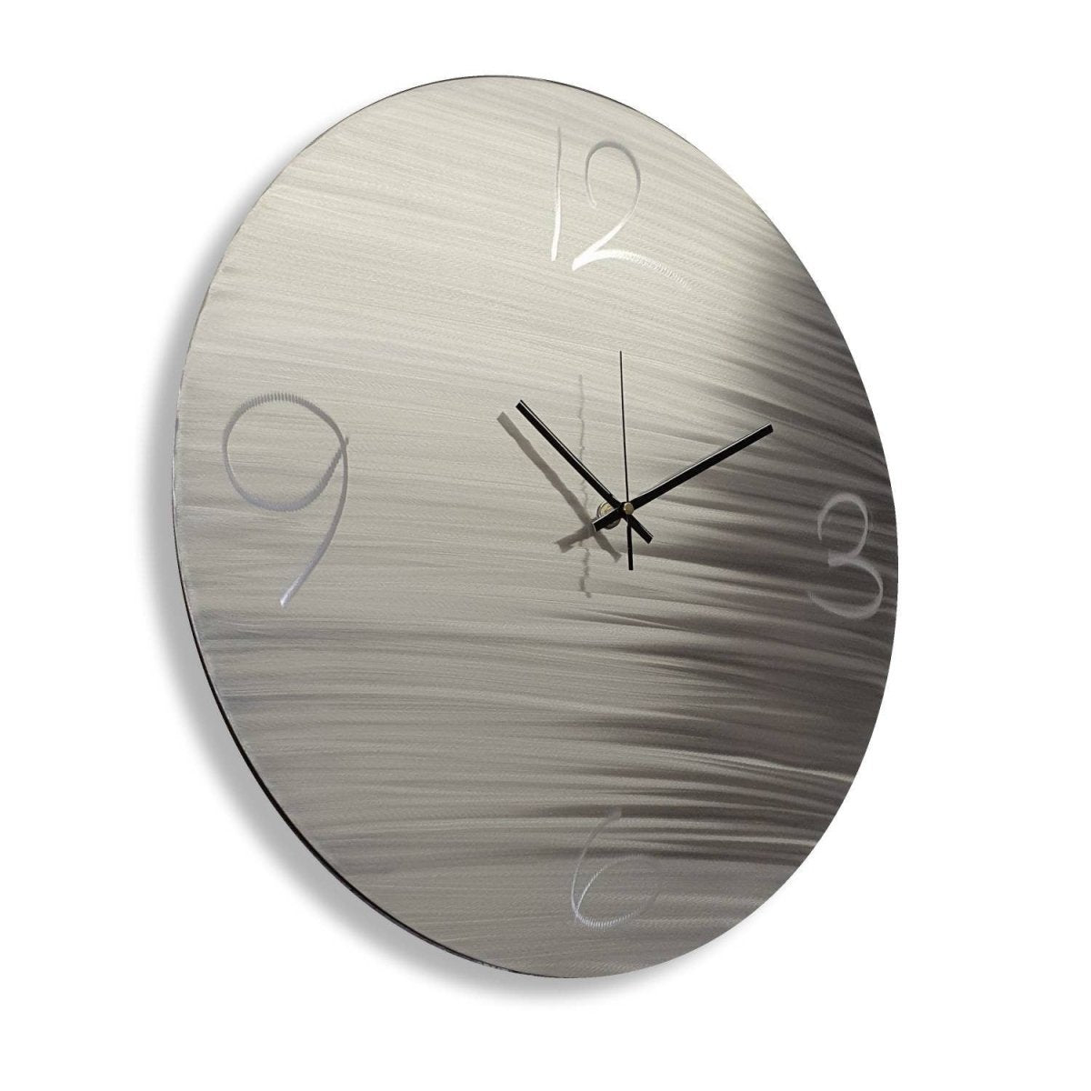 Modern Large Metal Wall Clock – Minimalist Silver Wall Art & Unique Home Decor Gift - Modern Elements Metal Art - ME64U68H