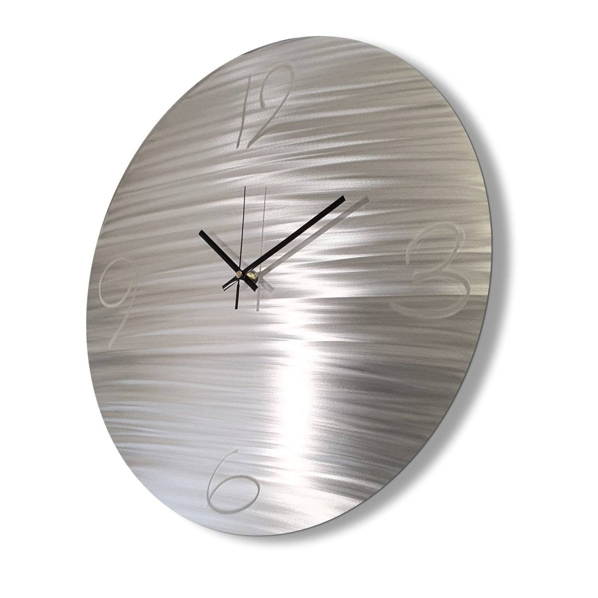 Modern Large Metal Wall Clock – Minimalist Silver Wall Art & Unique Home Decor Gift - Modern Elements Metal Art - ME64U68H