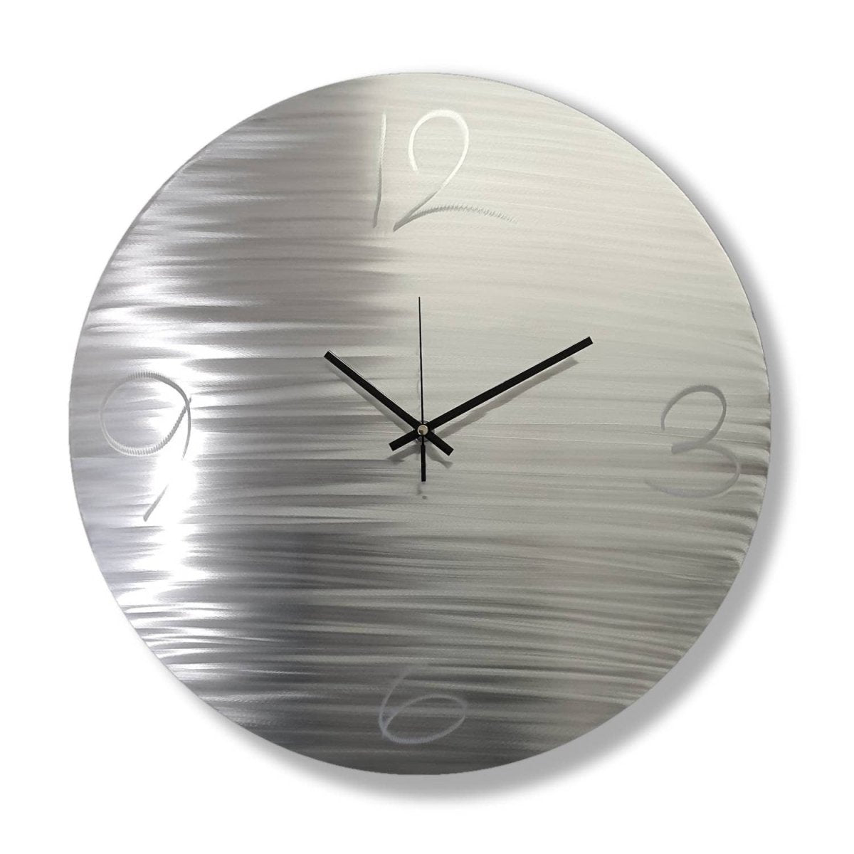 Modern Large Metal Wall Clock – Minimalist Silver Wall Art & Unique Home Decor Gift - Modern Elements Metal Art - ME64U68H