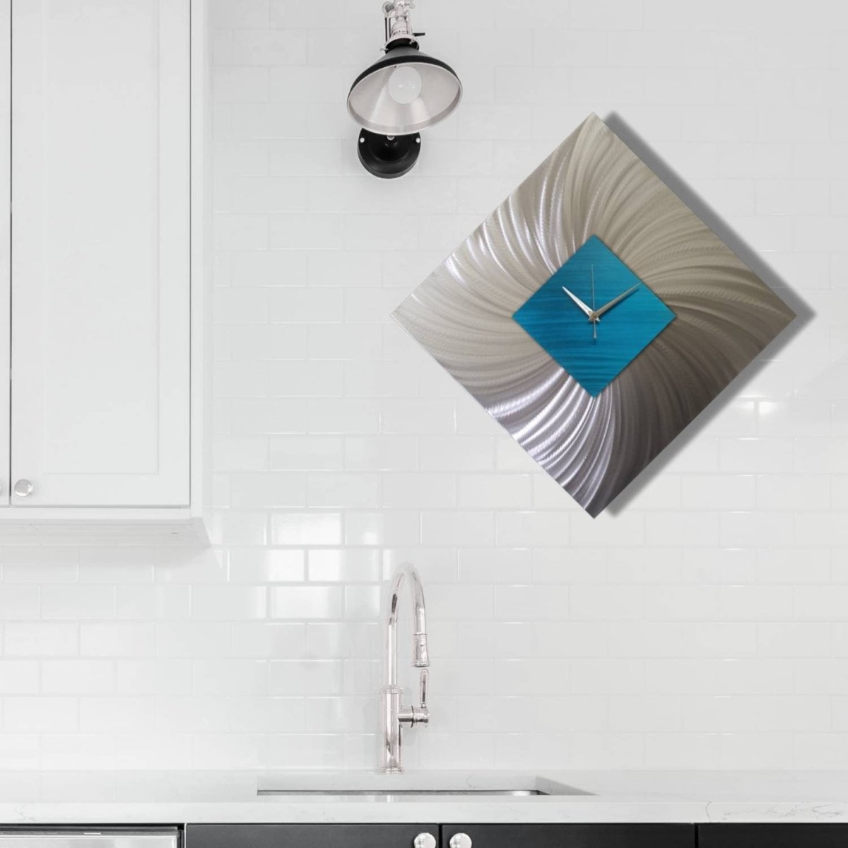 Modern Metal Art Clock - Wall Decor, Abstract Art Unique Contemporary Art - Modern Elements Metal Art - UT8629KU