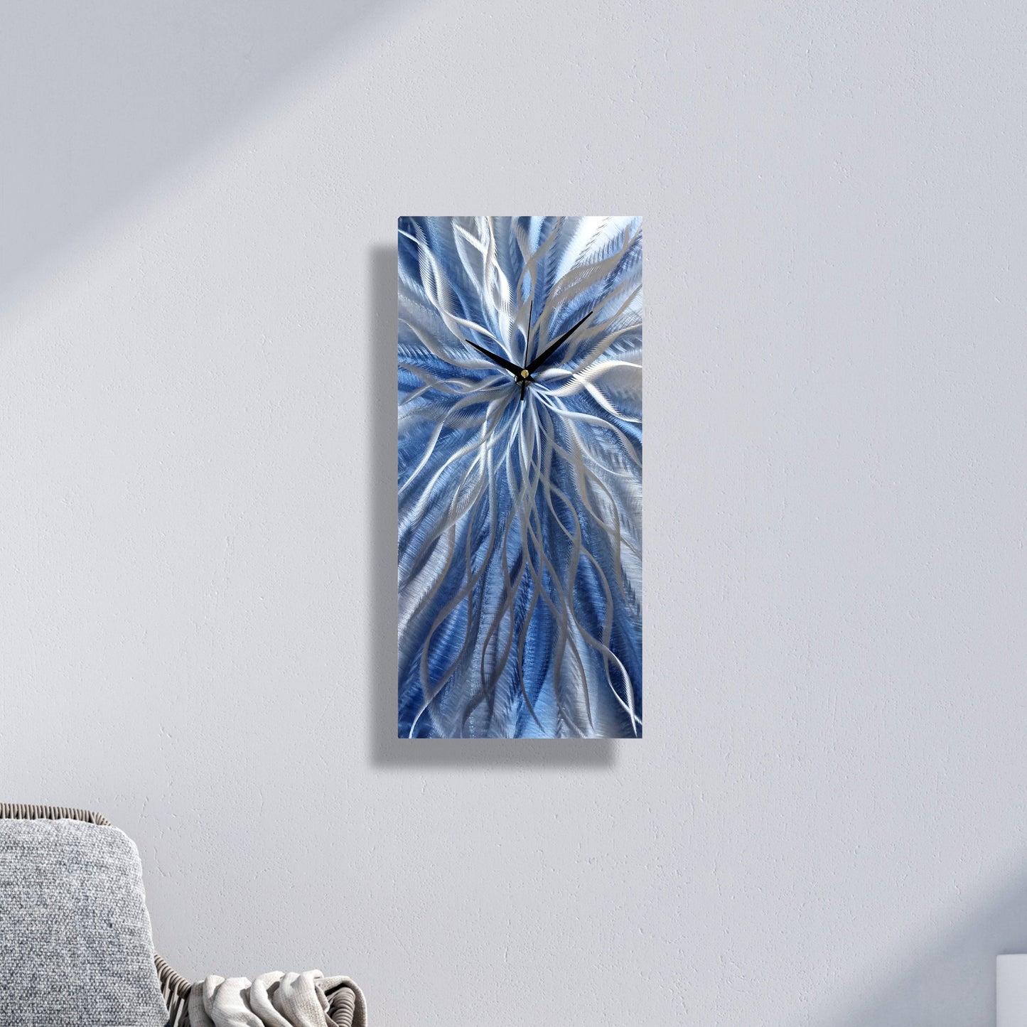 Modern Navy Blue Metal Wall Clock Titled Radiation - Modern Elements Metal Art - INC94466
