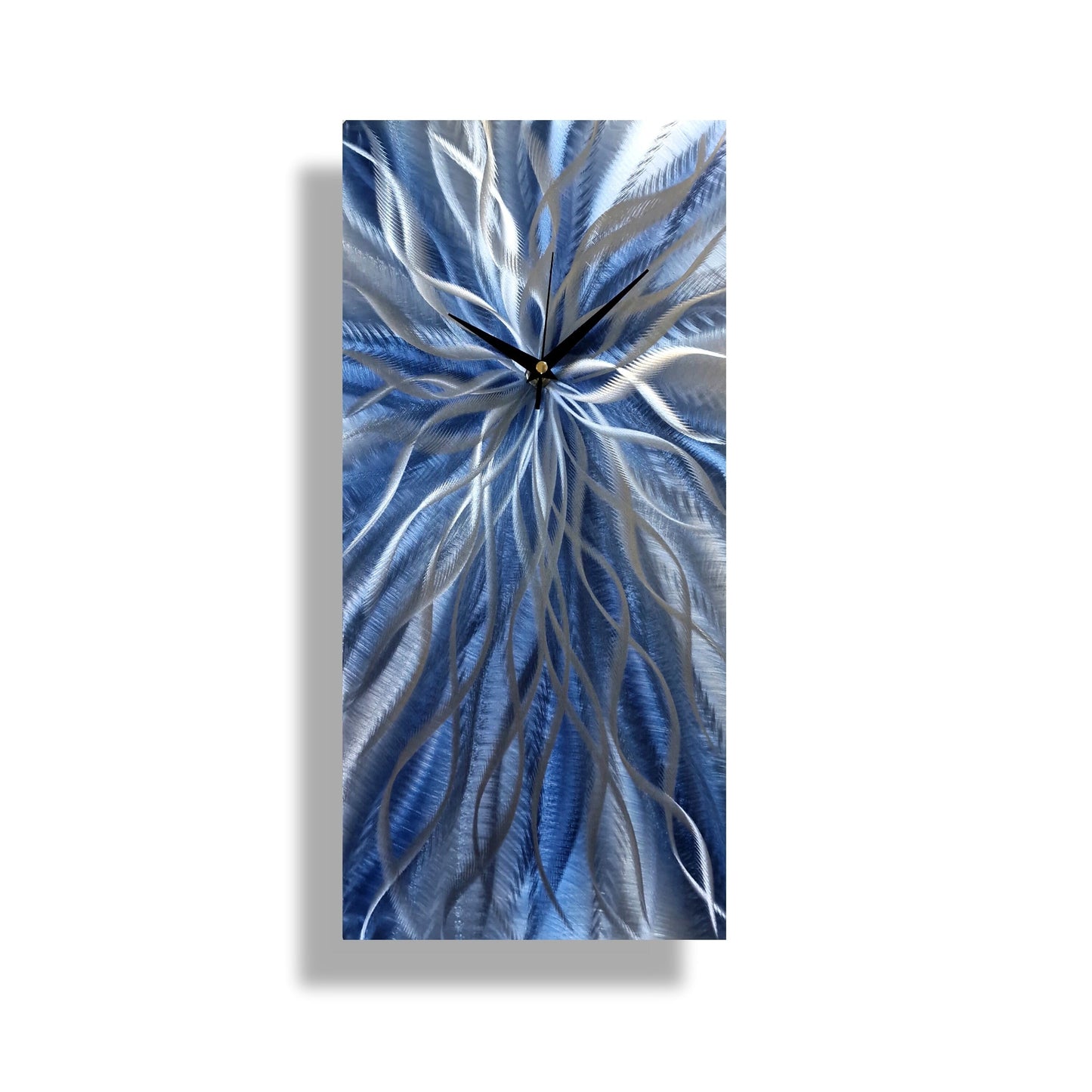 Modern Navy Blue Metal Wall Clock Titled Radiation - Modern Elements Metal Art - INC94466