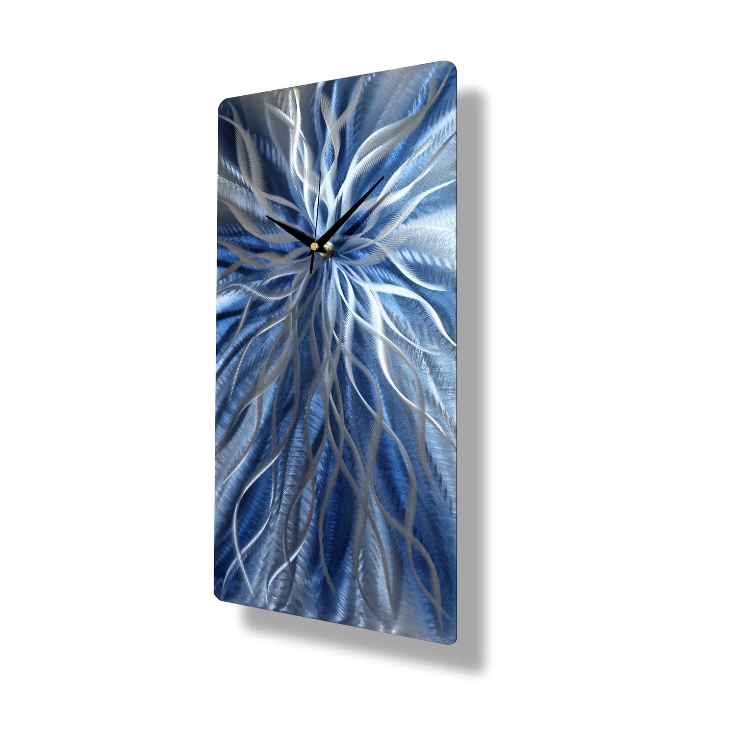Modern Navy Blue Metal Wall Clock Titled Radiation - Modern Elements Metal Art - INC94466