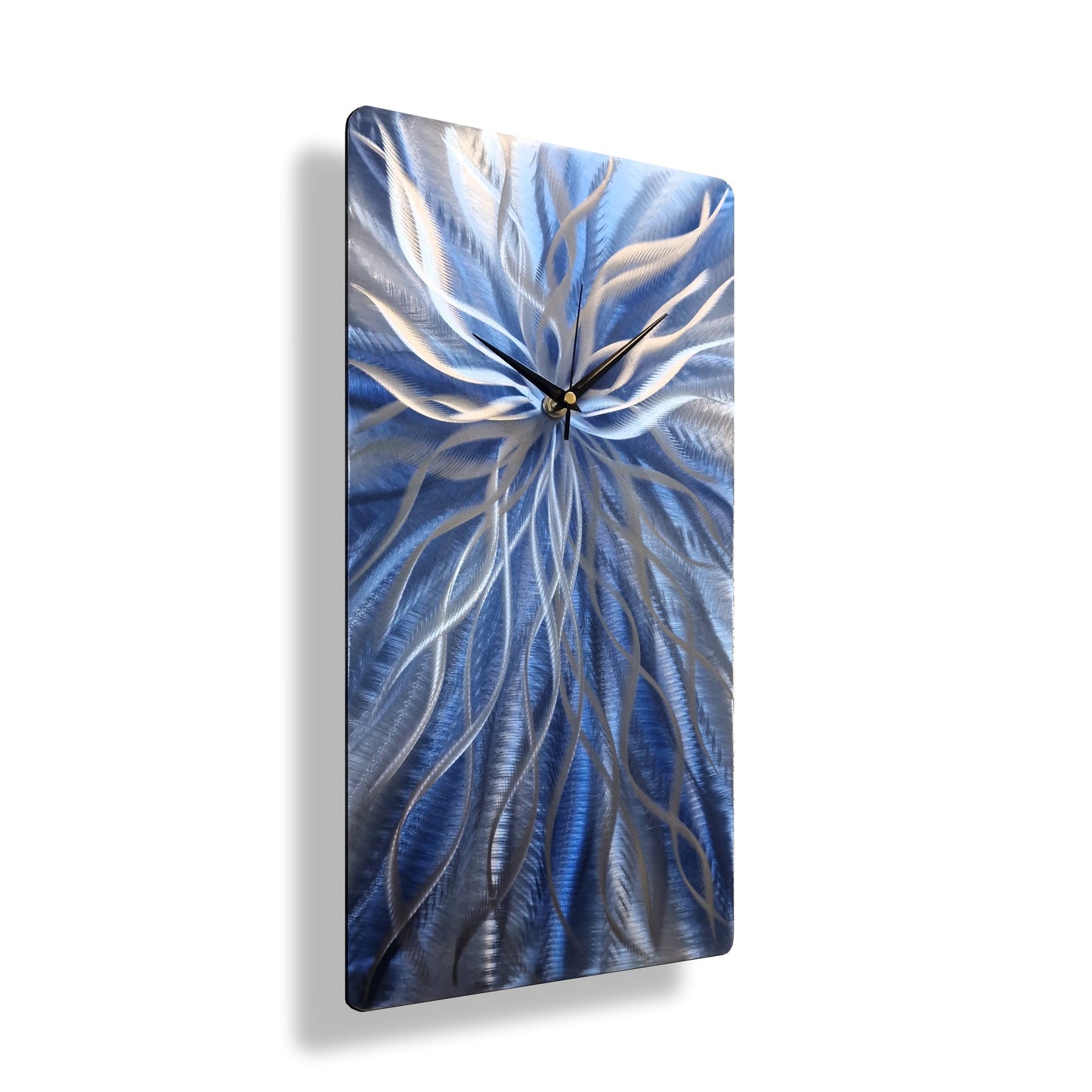 Modern Navy Blue Metal Wall Clock Titled Radiation - Modern Elements Metal Art - INC94466