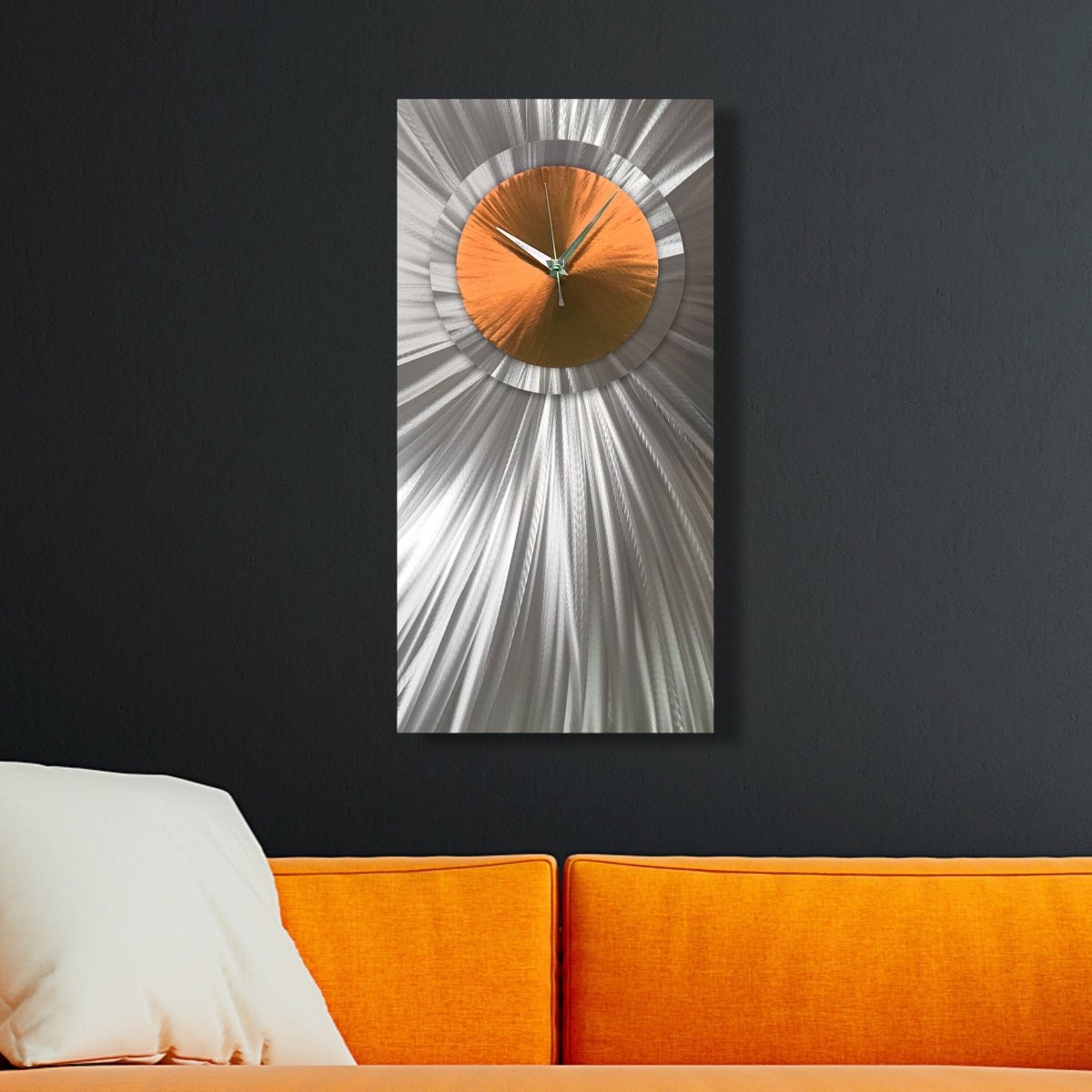 Modern Rectangular Wall Clock Unique Metal Art Timepiece - Modern Elements Metal Art - INV27298