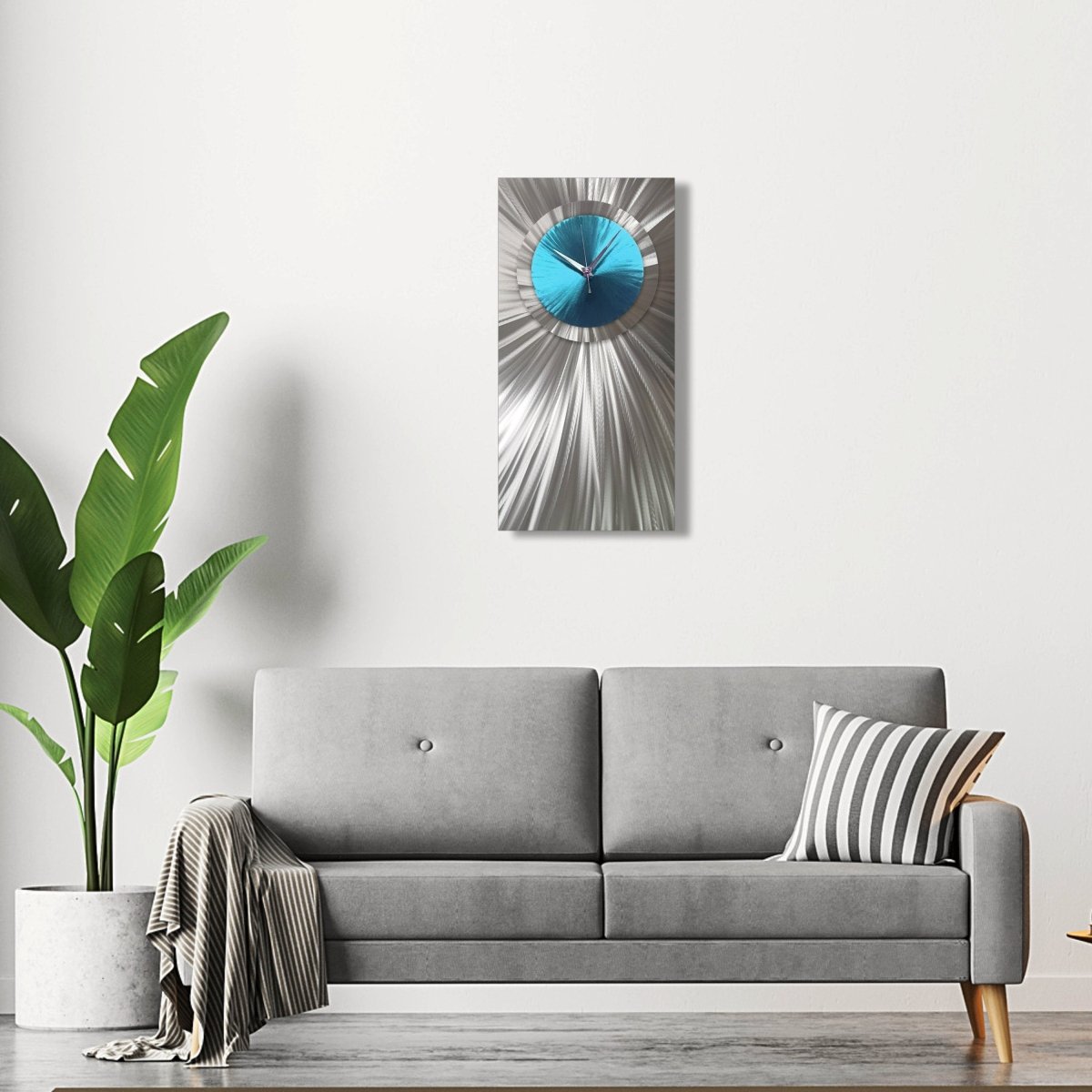 Modern Rectangular Wall Clock Unique Metal Art Timepiece - Modern Elements Metal Art - INV27298