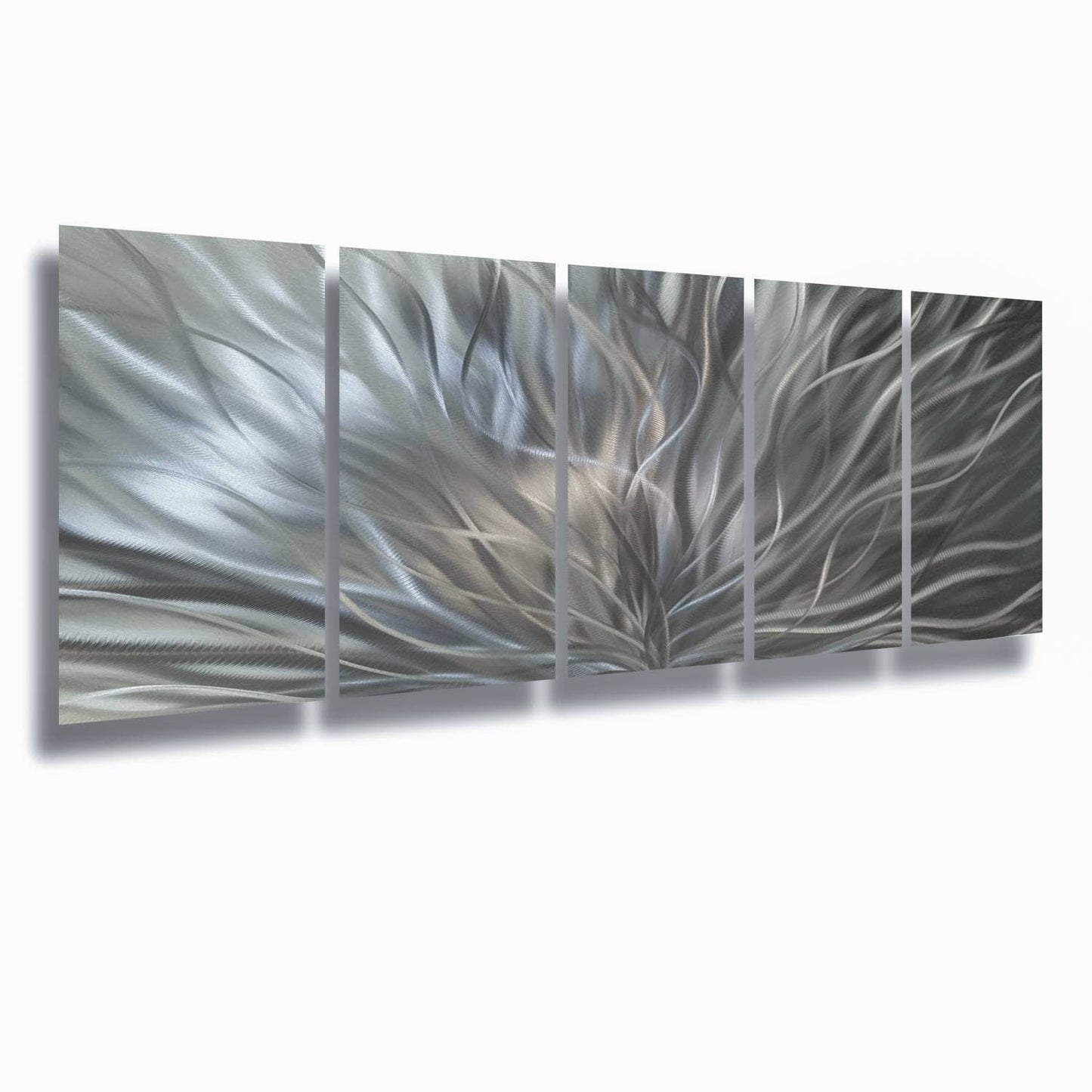 Modern Silver Wall Art Set of 5 Titled Inbloom - Modern Elements Metal Art - SK879KHL