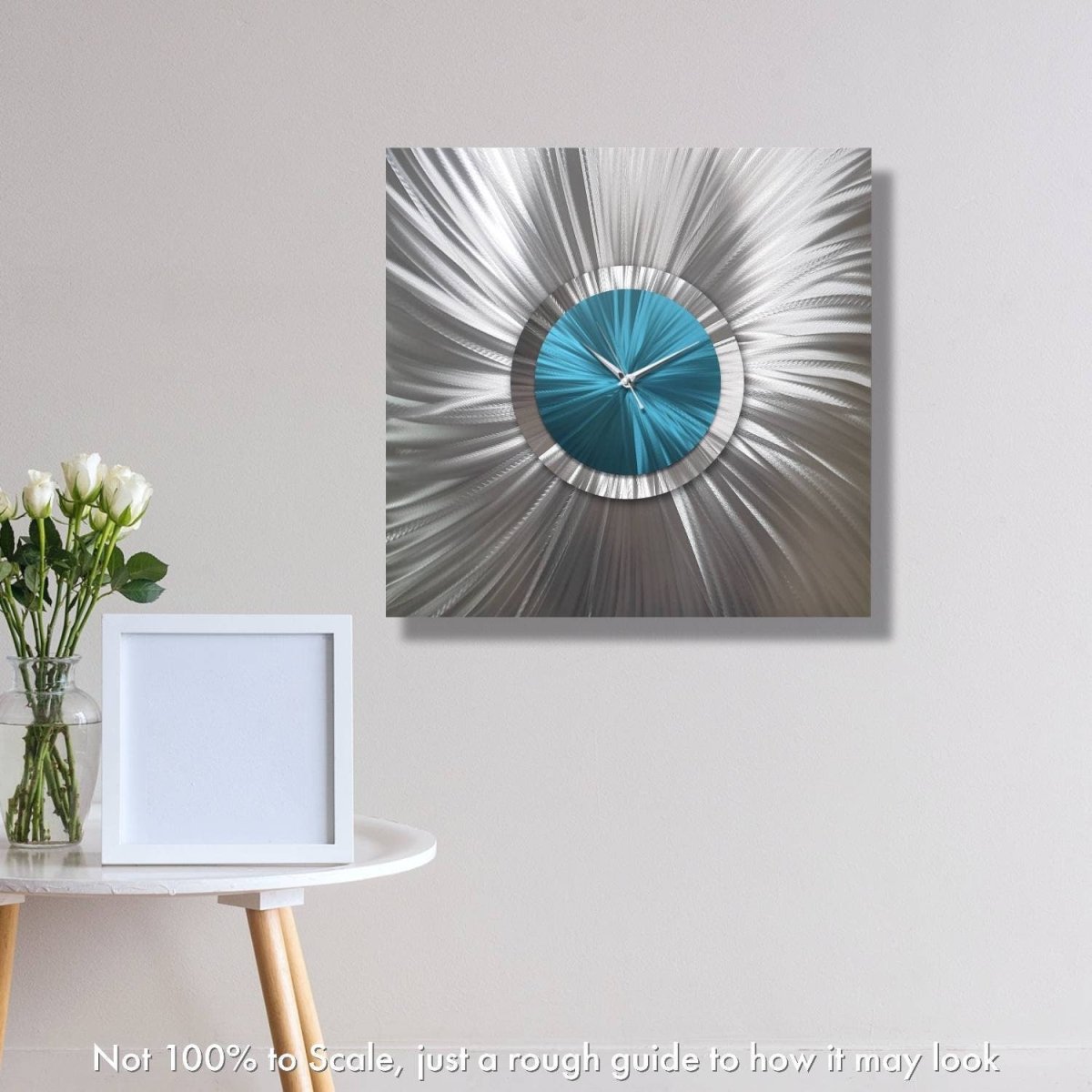 Modern Silver Wall Clock – Large Oversized Abstract Clock & Metal Wall Sculpture - Modern Elements Metal Art - ME639SX