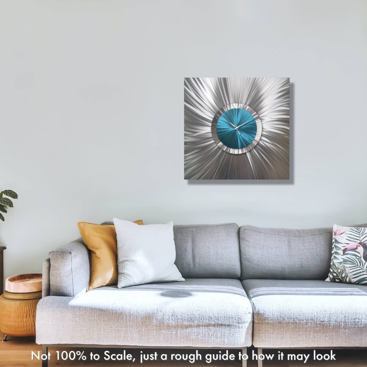 Modern Silver Wall Clock – Large Oversized Abstract Clock & Metal Wall Sculpture - Modern Elements Metal Art - ME639SX