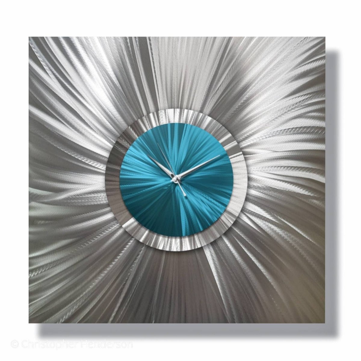 Modern Silver Wall Clock – Large Oversized Abstract Clock & Metal Wall Sculpture - Modern Elements Metal Art - ME639SX