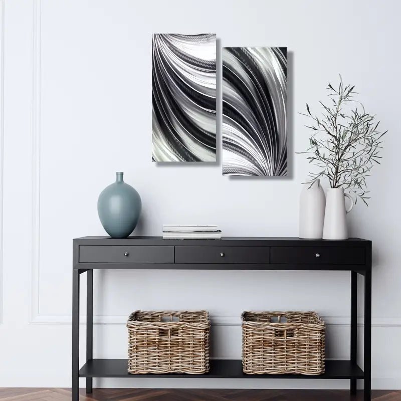 Modern Wall Art Decor Titled "Saphena" (Set of 2) - Modern Elements Metal Art - 39827566