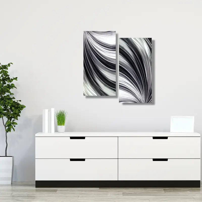 Modern Wall Art Decor Titled "Saphena" (Set of 2) - Modern Elements Metal Art - 39827566