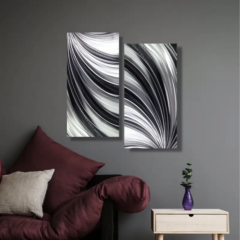 Modern Wall Art Decor Titled "Saphena" (Set of 2) - Modern Elements Metal Art - 39827566