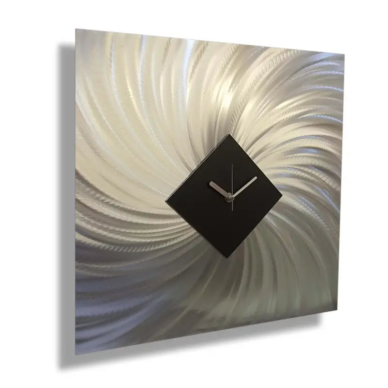 Modern Wall Clock Titled "Vortex" (Black Edition) - Modern Elements Metal Art