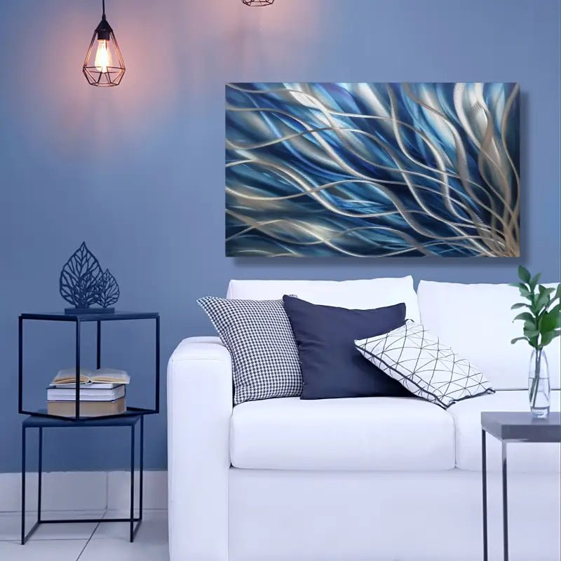 Navy Abstract Wall Art Titled "Kosmosis" (Landscape Navy Blue Edition) - Modern Elements Metal Art - ME4652335SX