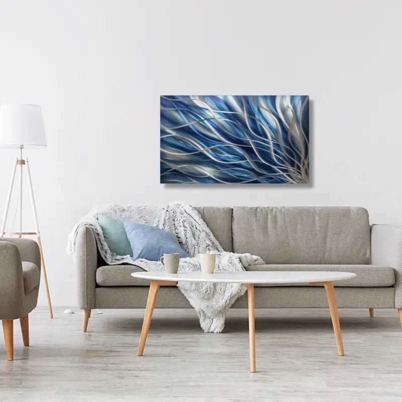 Navy Abstract Wall Art Titled "Kosmosis" (Landscape Navy Blue Edition) - Modern Elements Metal Art - ME4652335SX