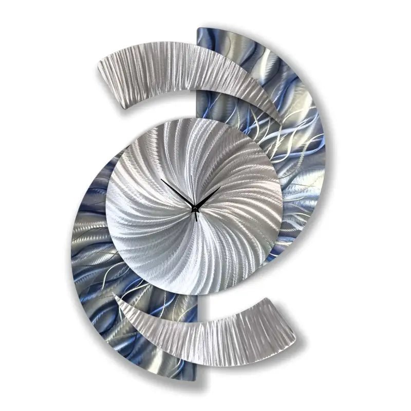Navy Art Clock Titled "Elliptical - Modern Elements Metal Art - ME982629