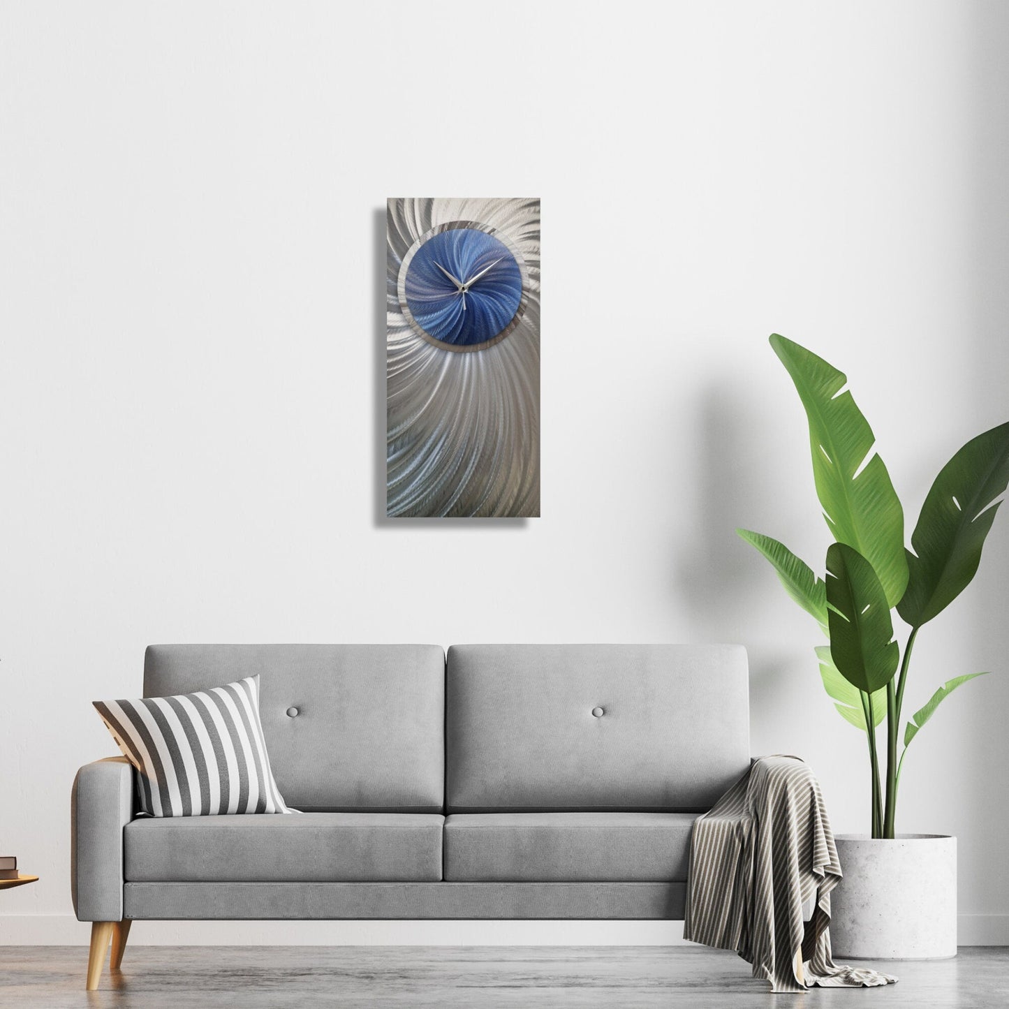 Navy Blue Modern Wall Clock Titled Neptune - Modern Elements Metal Art - ME0377225