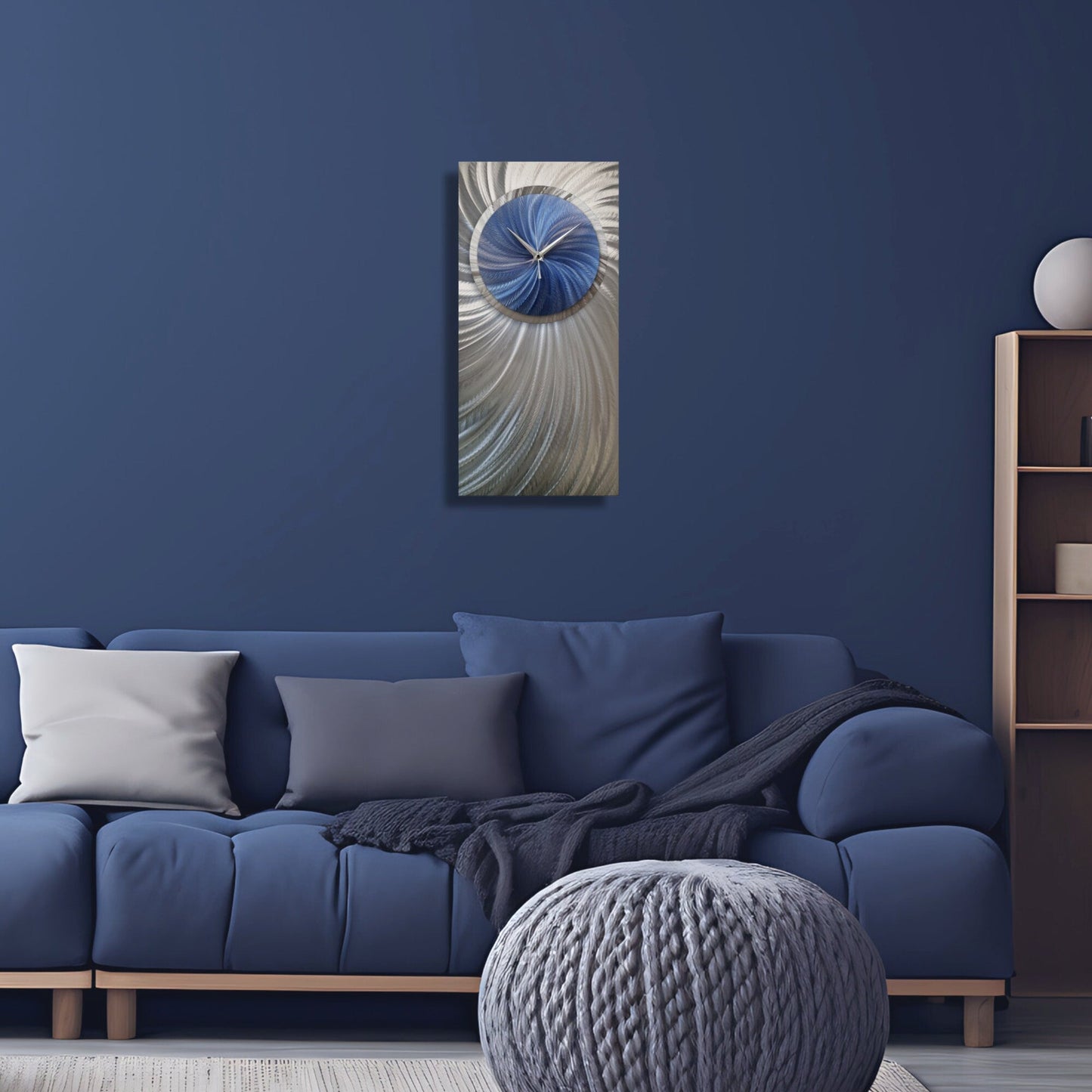 Navy Blue Modern Wall Clock Titled Neptune - Modern Elements Metal Art - ME0377225