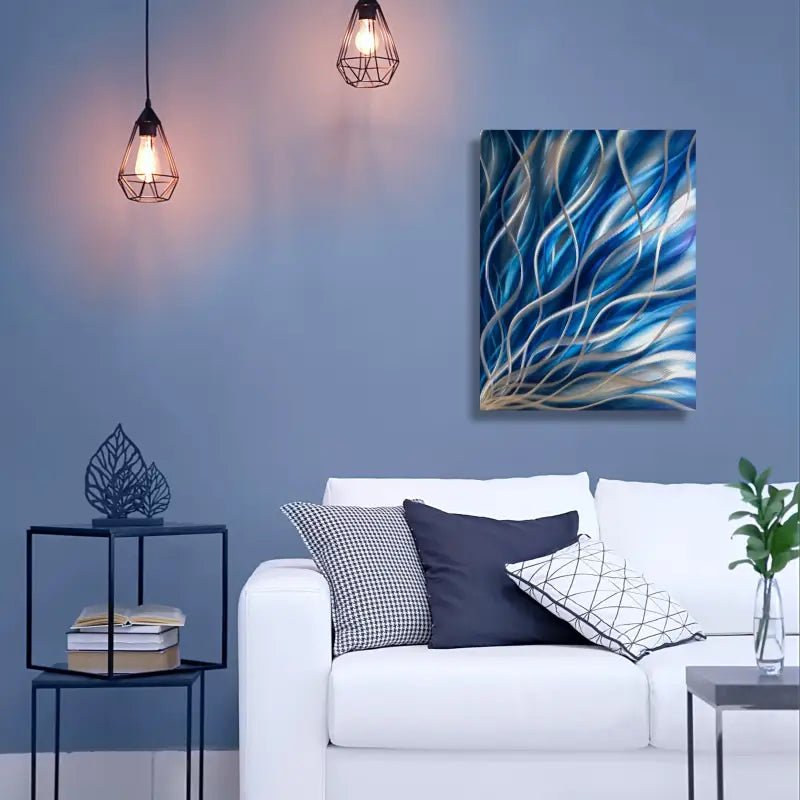 Navy Blue Painting Titled "Kosmosis" - Modern Elements Metal Art - ME7838SX