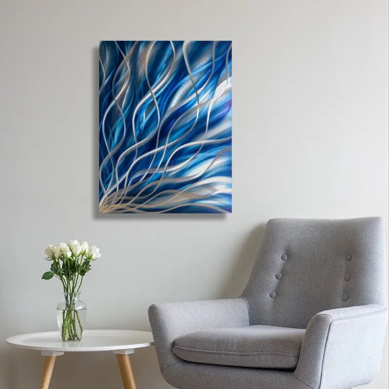 Navy Blue Painting Titled "Kosmosis" - Modern Elements Metal Art - ME7838SX