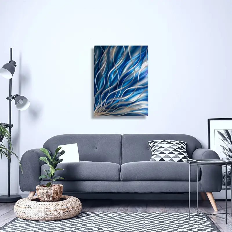 Navy Blue Painting Titled "Kosmosis" - Modern Elements Metal Art - ME7838SX