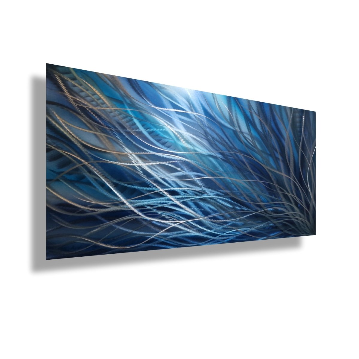 Navy Blue Wall Art – Modern Abstract Wall Panel & Sculpture for Contemporary Decor - Modern Elements Metal Art - HY88638H