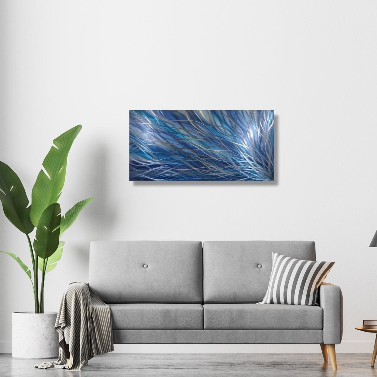 Navy Blue Wall Art – Modern Abstract Wall Panel & Sculpture for Contemporary Decor - Modern Elements Metal Art - HY88638H