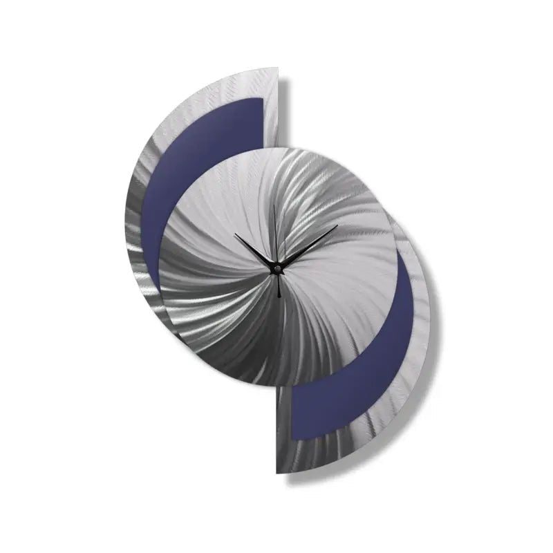 Navy Blue Wall Clock Tited "Elliptica" (Navy Blue Edition) - Modern Elements Metal Art - ME895FH