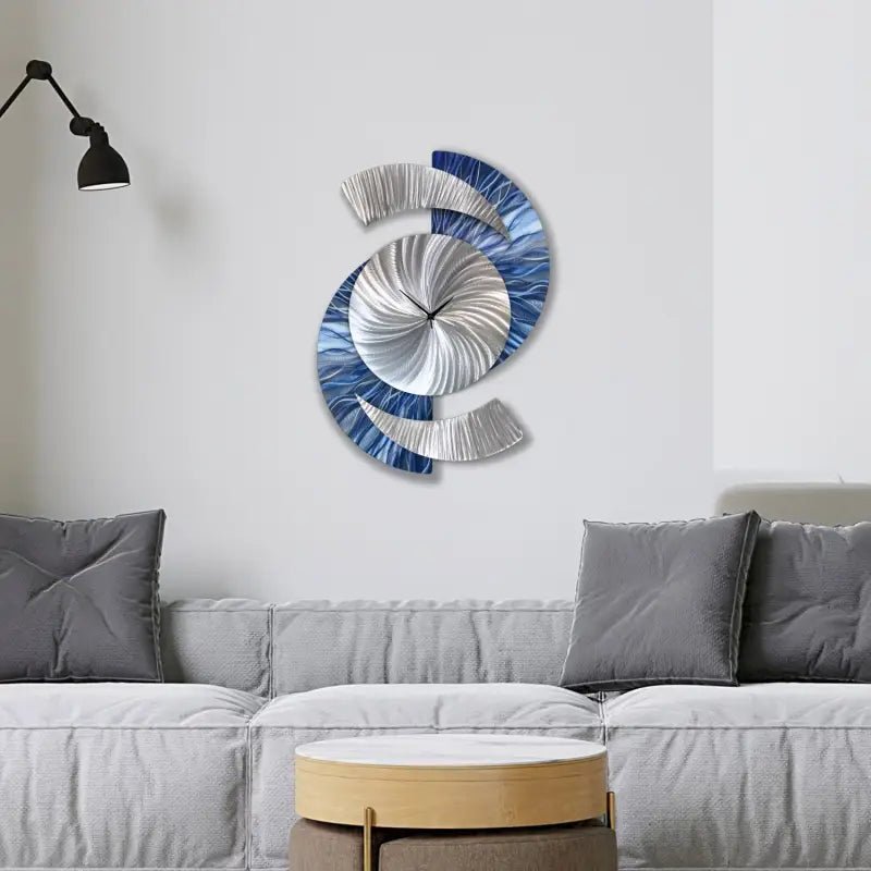 Navy Blue Wall Clock Titled "Elliptical" - Modern Elements Metal Art - 47857856824