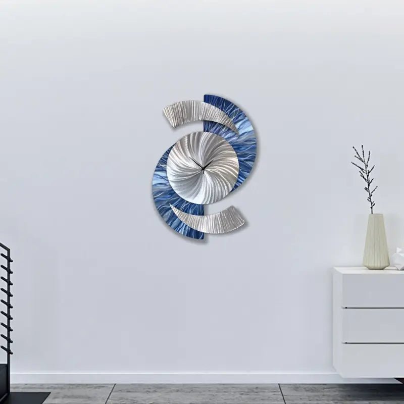 Navy Blue Wall Clock Titled "Elliptical" - Modern Elements Metal Art - 47857856824