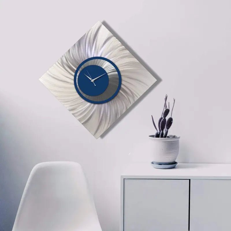 Navy Blue Wall Clock Titled "Orthodox" - Modern Elements Metal Art - MEA369OH