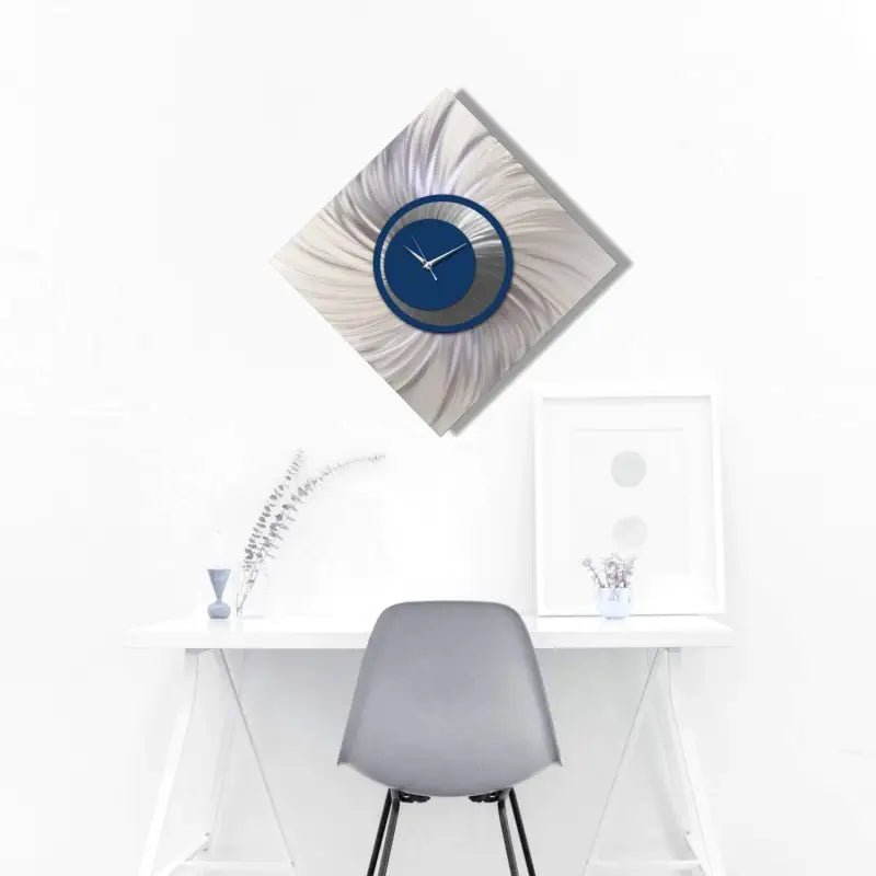 Navy Blue Wall Clock Titled "Orthodox" - Modern Elements Metal Art - MEA369OH