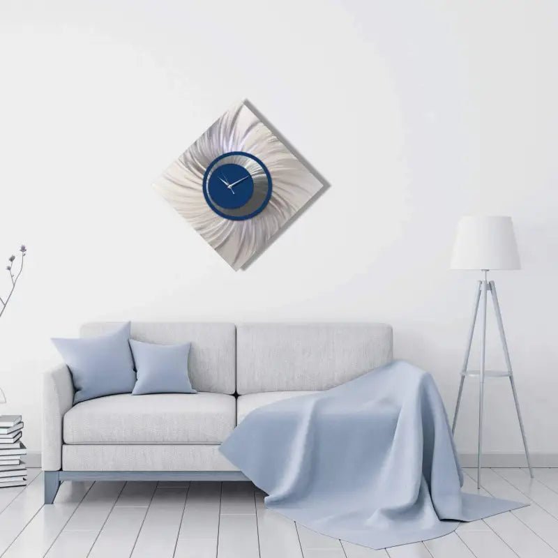 Navy Blue Wall Clock Titled "Orthodox" - Modern Elements Metal Art - MEA369OH