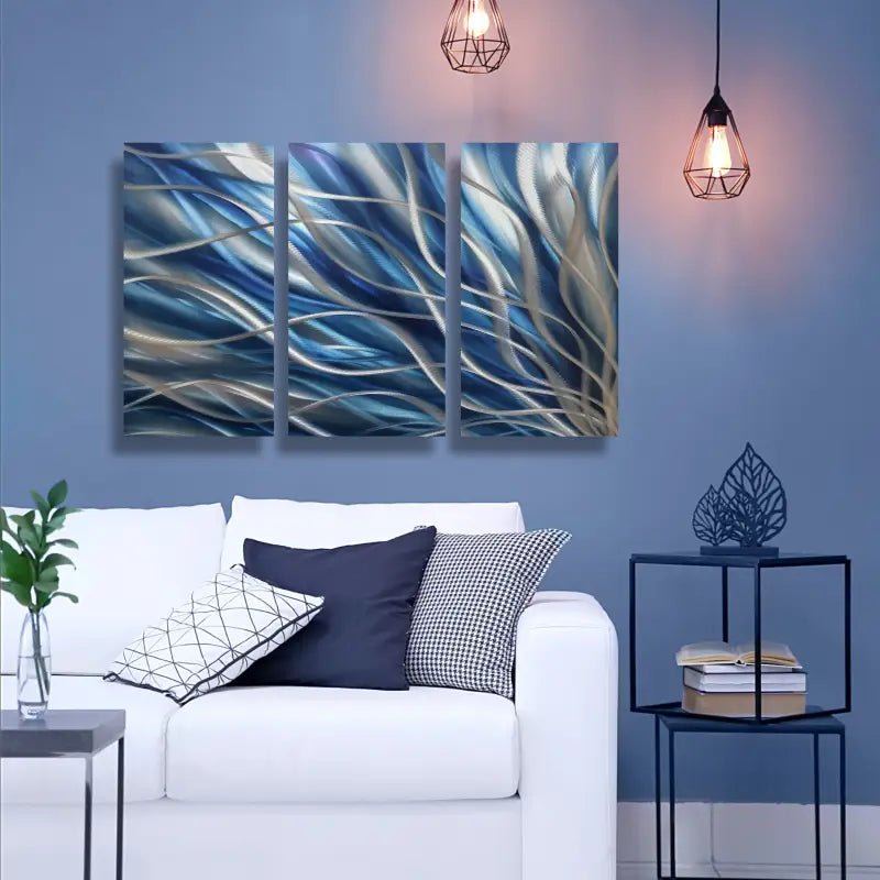Navy Blue Wall Decor Titled "Kosmosis" - Modern Elements Metal Art - ME46545H