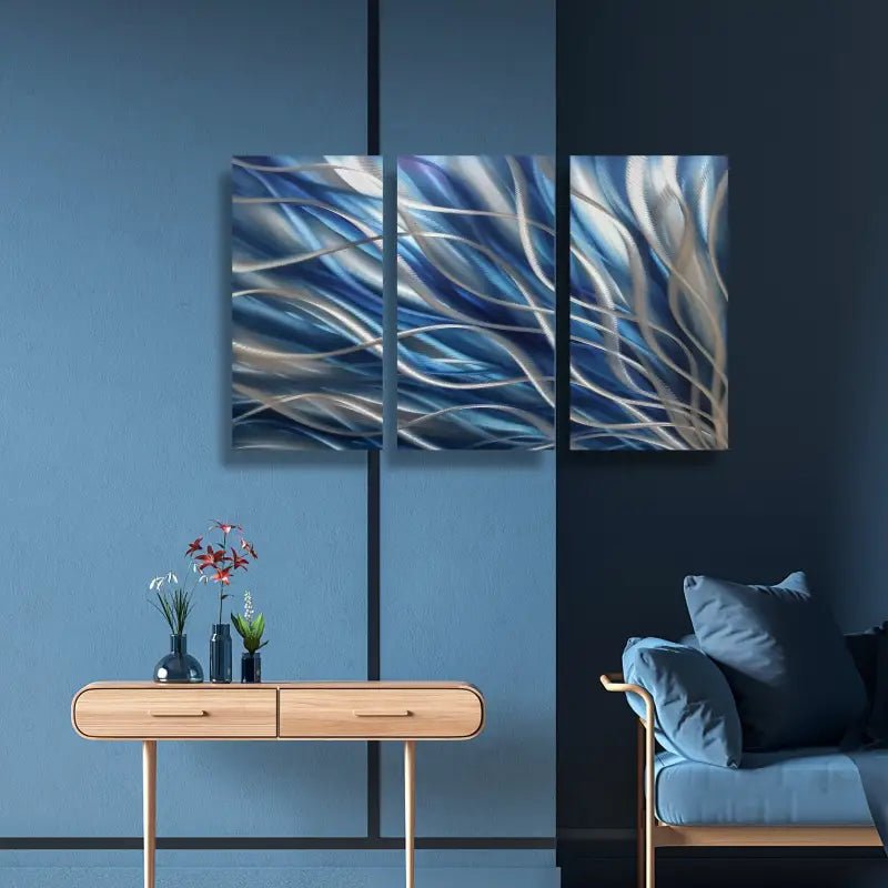 Navy Blue Wall Decor Titled "Kosmosis" - Modern Elements Metal Art - ME46545H