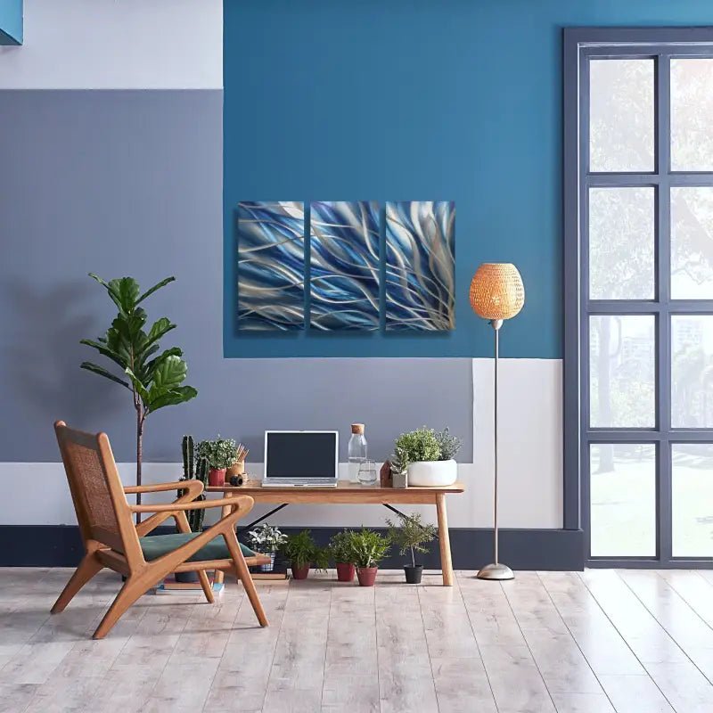 Navy Blue Wall Decor Titled "Kosmosis" - Modern Elements Metal Art - ME46545H