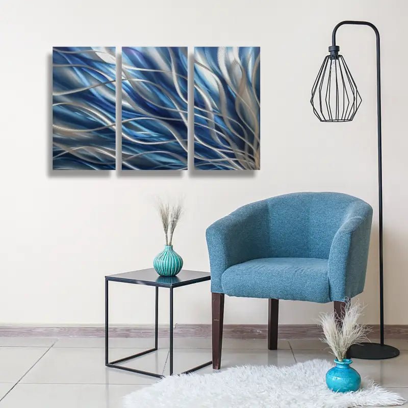 Navy Blue Wall Decor Titled "Kosmosis" - Modern Elements Metal Art - ME46545H