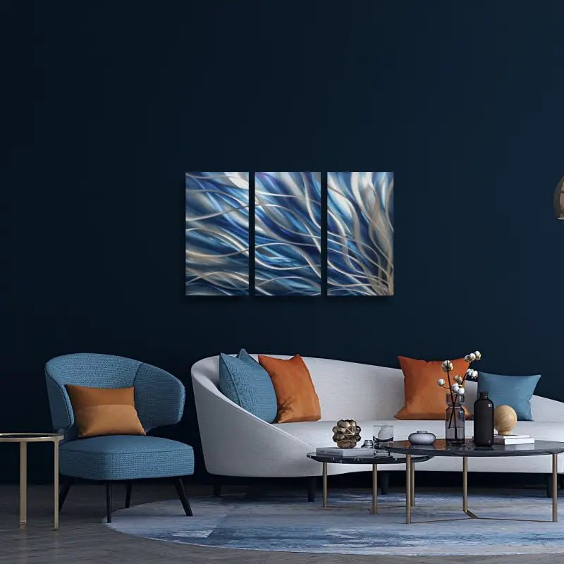 Navy Blue Wall Decor Titled "Kosmosis" - Modern Elements Metal Art - ME46545H