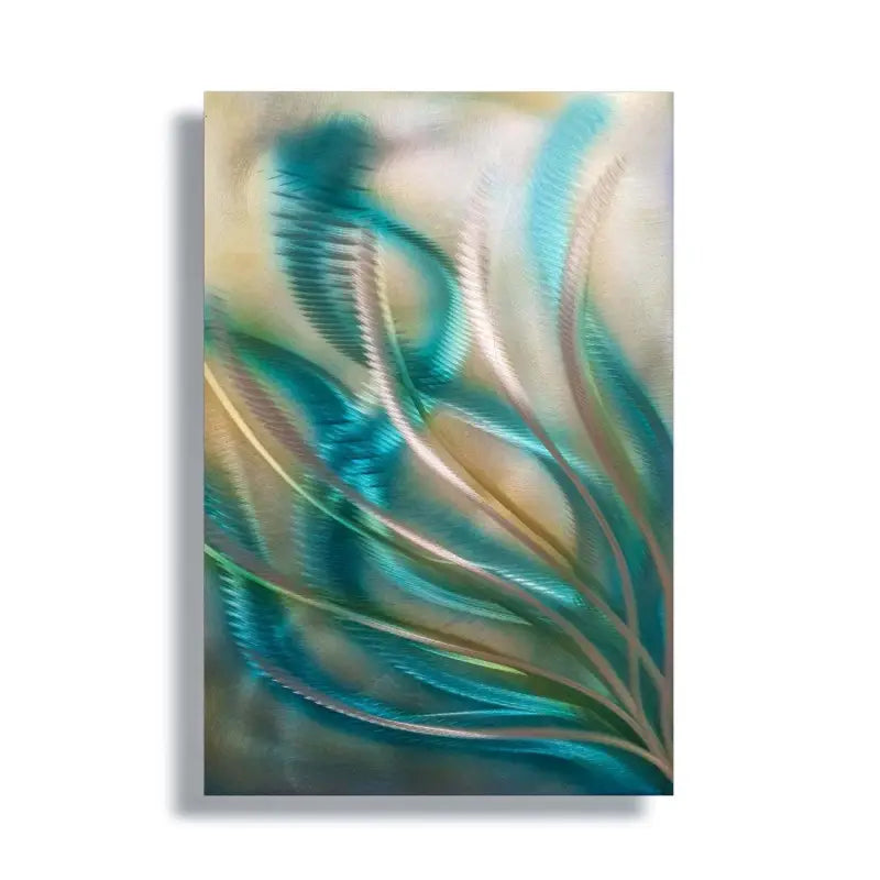 Teal & Silver Metal Wall Art Titled "Deep Fusion" - Modern Elements Metal Art