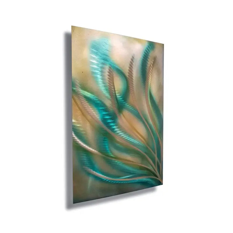 Teal & Silver Metal Wall Art Titled "Deep Fusion" - Modern Elements Metal Art